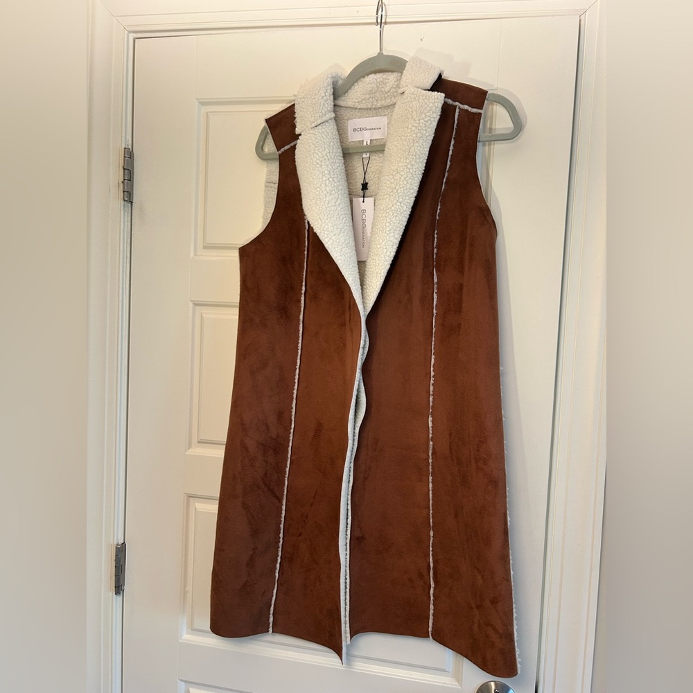 Brown Sleeveless Shearling Vest
